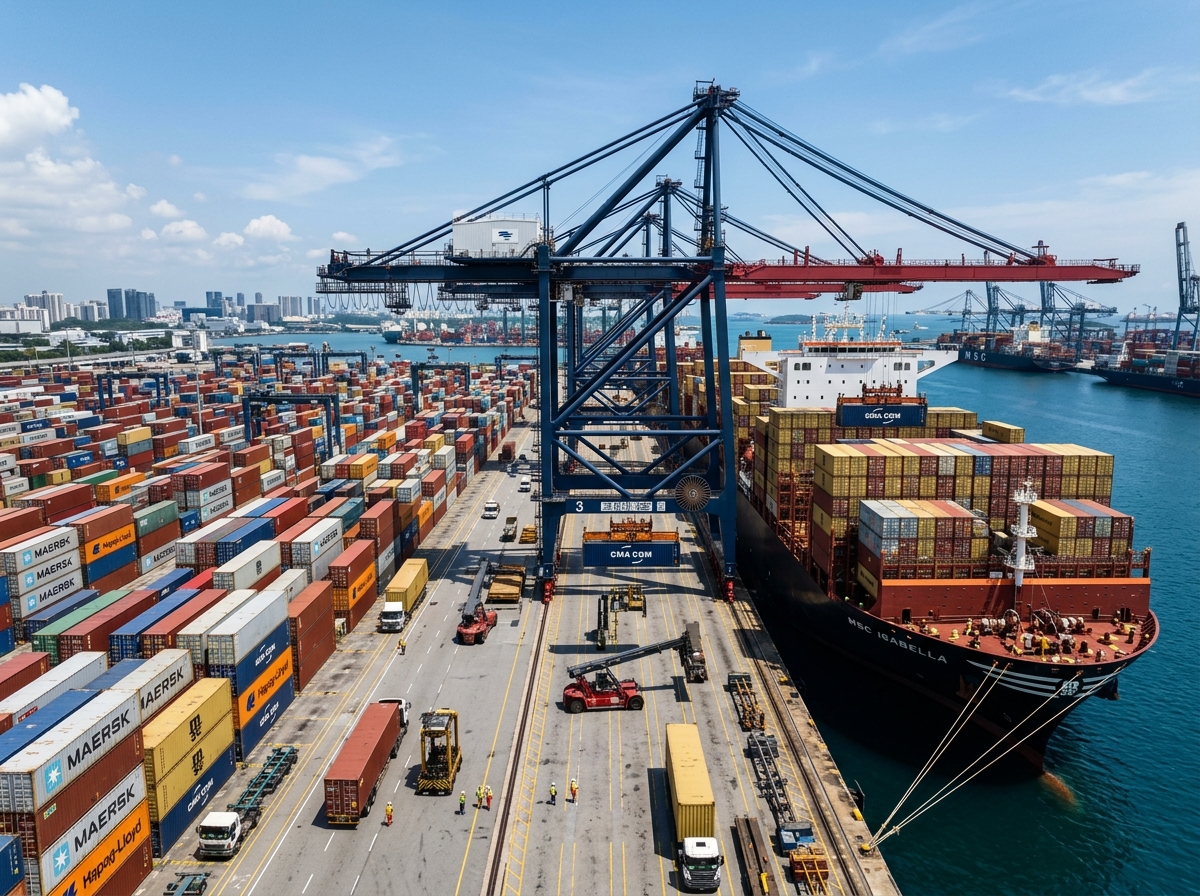 International container cargo port for customs trade registration